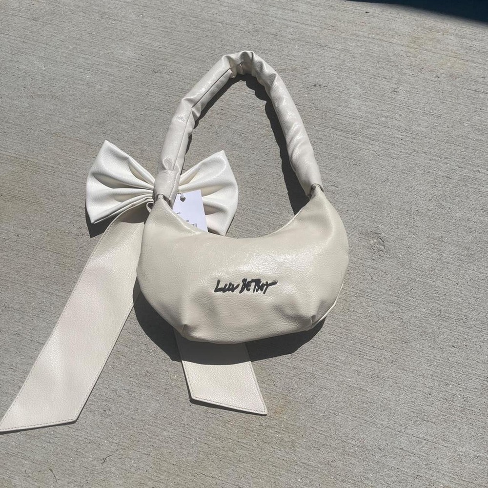 Luv Betsey by Betsey Johnson Kaya Cream Bow Hobo Shoulder Bag LBKAYA LB103040